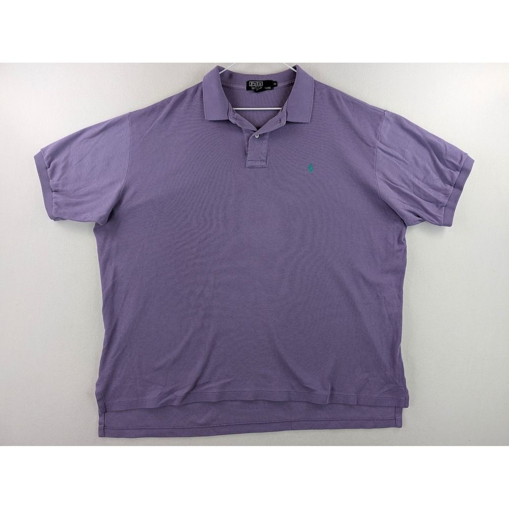 Vintage 90s Polo Ralph Lauren Mens XXL Purple Polo Shirt Made USA Green Pony
